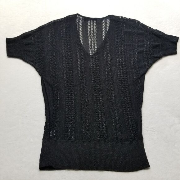 The Limited Medium Top Open Knit Metallic Sheer Short Sleeve Whimsigoth Witchy - Picture 9 of 10